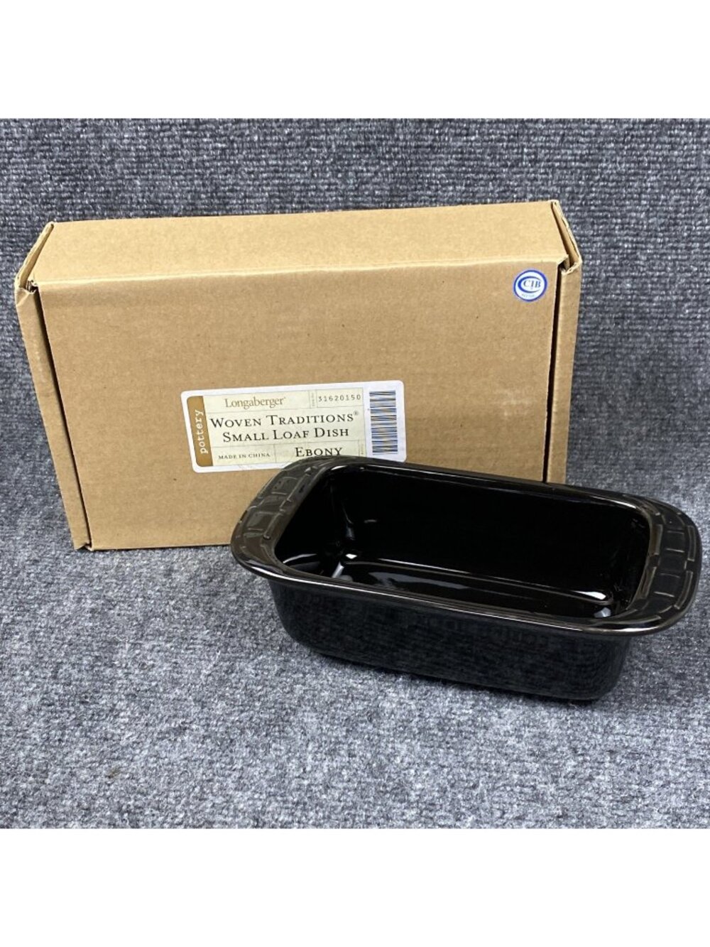 Longaberger Loaf Dish Small Ebony Woven Traditions Pottery Bread Pan New in Box
